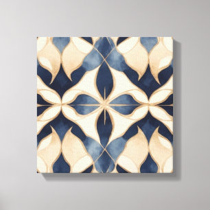 a blue and white pattern canvas print