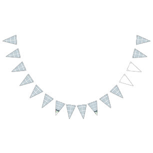 a blue and white pattern with a white background bunting flags