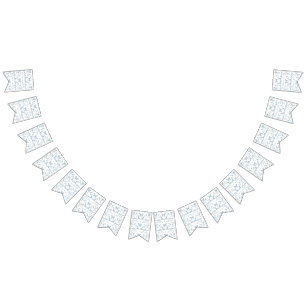 a blue and white wallpaper with a pattern on it bunting flags