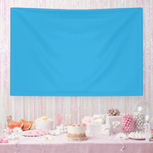 a blue background with a banner