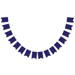a blue background with a clock on it bunting flags