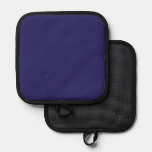 a blue background with a clock on it pot holder