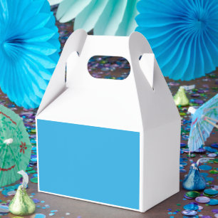 a blue background with a favor box