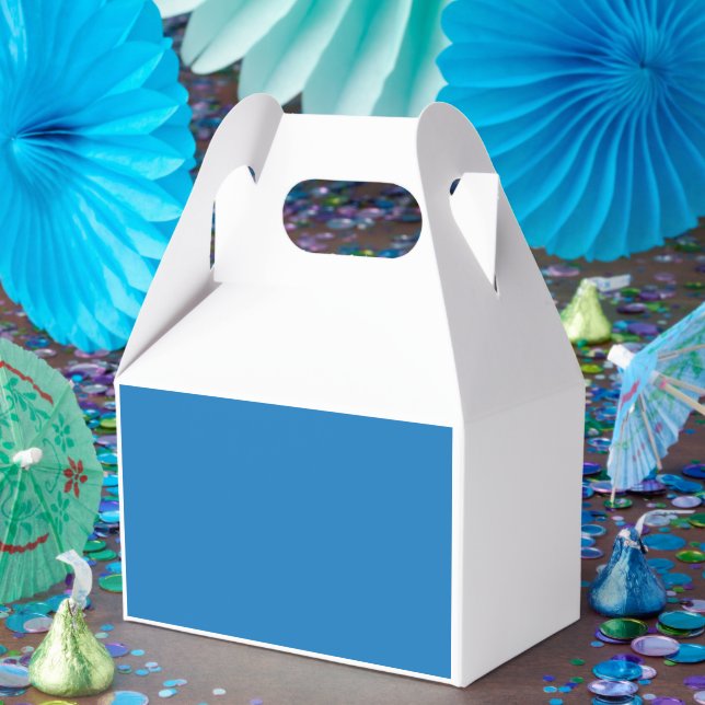 a blue background with a favor box (Party)