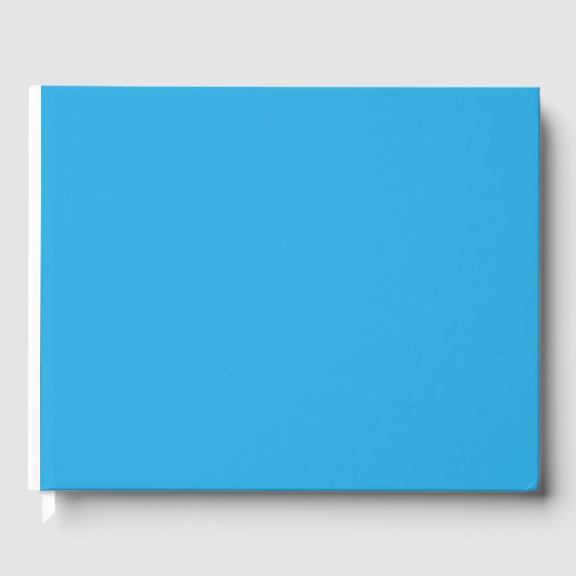 a blue background with a guest book (Front)