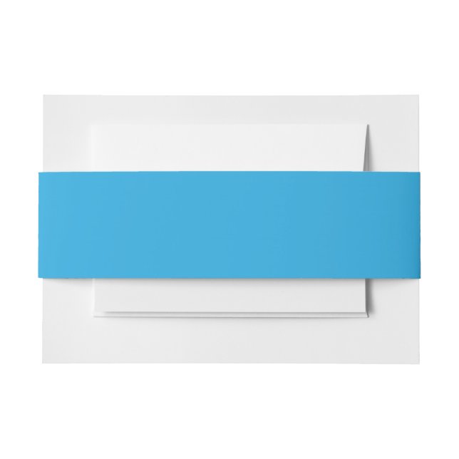 a blue background with a invitation belly band (Front Example)
