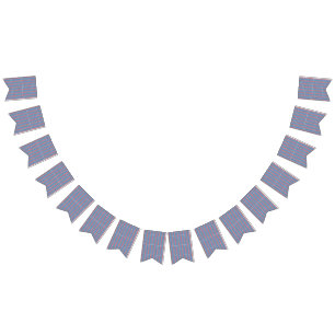 a blue background with red and white designs bunting flags