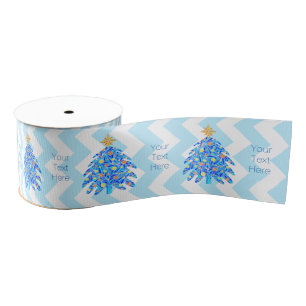 A Blue Christmas Tree Colourful Holiday Chevron Grosgrain Ribbon