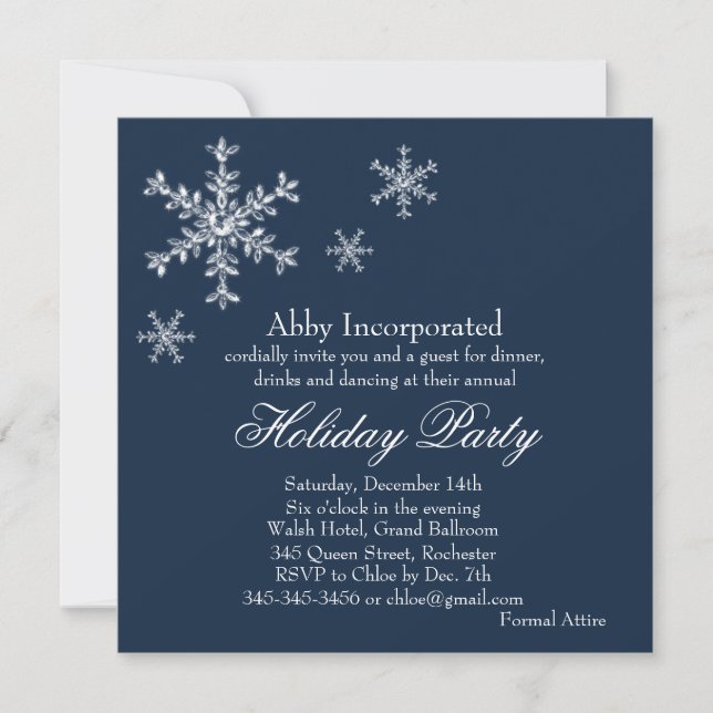A Blue Glamourous Holiday Invitation (corp) (Front)