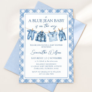 A Blue Jean Baby On The Way Baby Shower Invitation