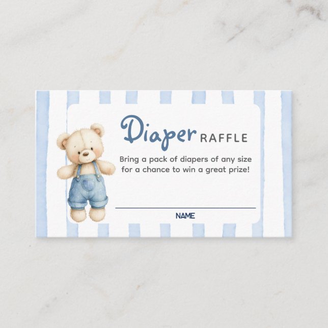 A Blue Jean Baby Shower Diaper Raffle Card (Front)