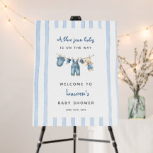 A Blue Jean Baby Shower Welcome Sign