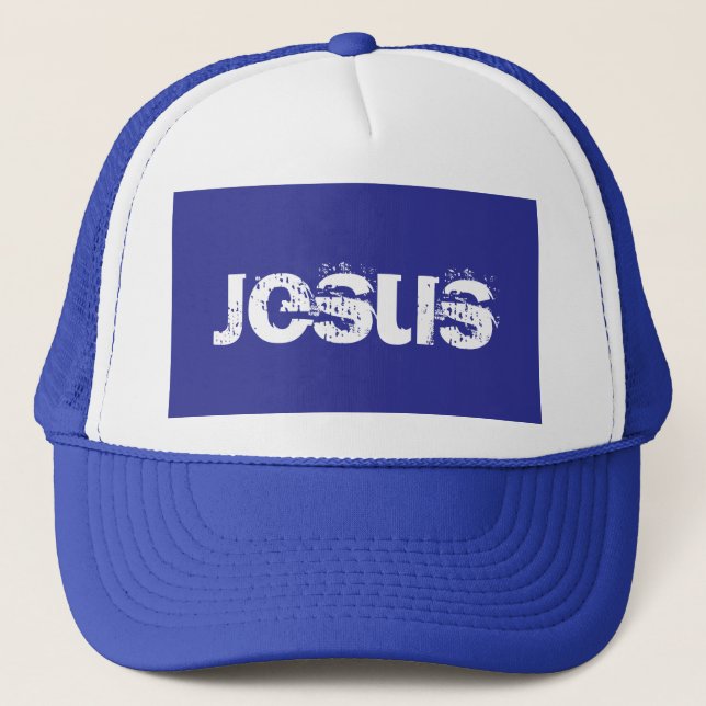 A Blue Jesus Trucker Hat (Front)