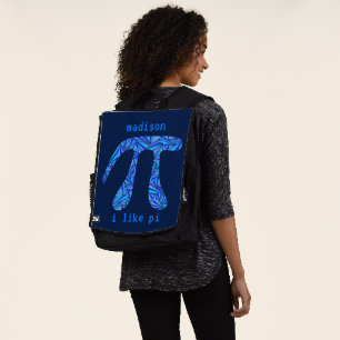 A Blue Pi Symbol Math Geek Back To School Add Name Backpack