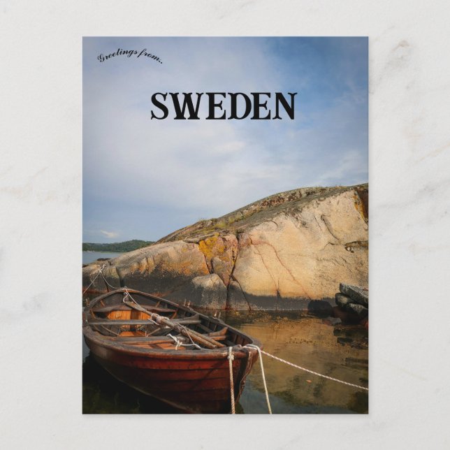 A Boat in Knödestrand Sweden Postcard (Front)