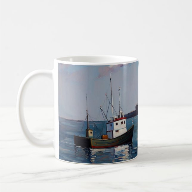 A Boat On The Harbour Coffee Mug (Left)