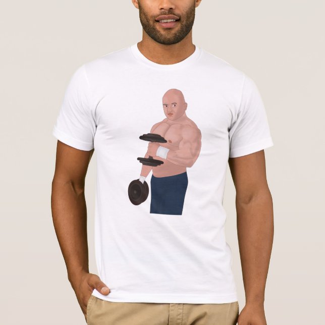 A bodybuilder daddy training with dumbbells T-Shirt (Front)
