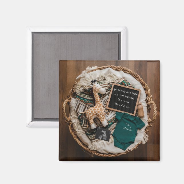 A boho vintage fun pregnancy announcement  magnet (Front/Back)