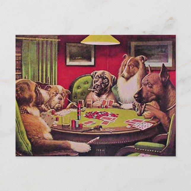 A Bold Bluff, Dogs Playing Poker, Postcard (Front)