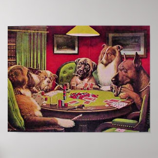 A Bold Bluff, Dogs Playing Poker, Poster