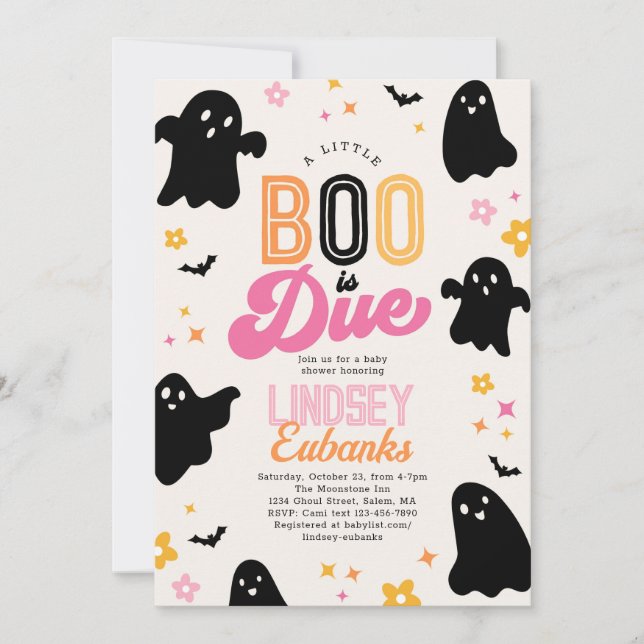 A Boo is Due Baby Shower Invitation (Front)