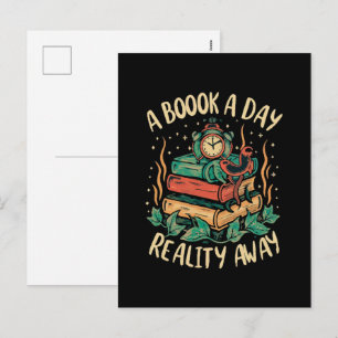 A book a day keep Reality away Holiday Postcard