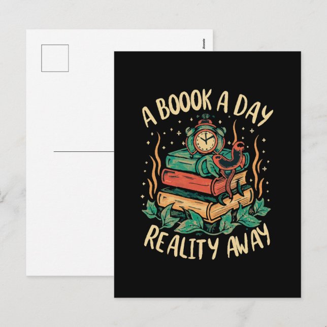 A book a day keep Reality away Holiday Postcard (Front/Back)