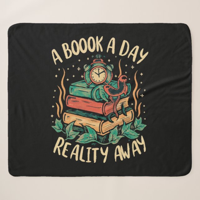 A book a day keep Reality away Sherpa Blanket (Front (Horizontal))