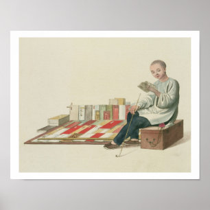 A Bookseller, plate 6 from 'The Costume of China', Poster