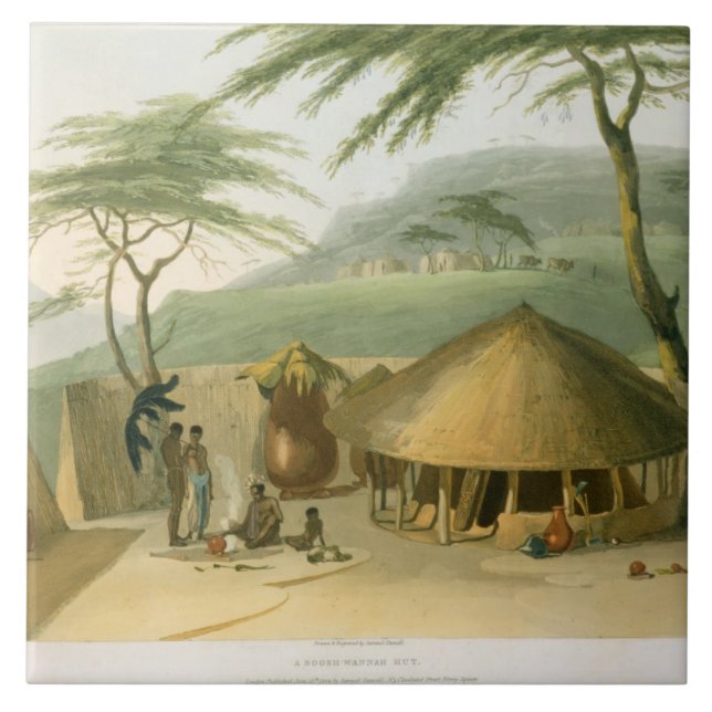 A Boosh-Wannah Hut, plate 7 from 'African Scenery Tile (Front)