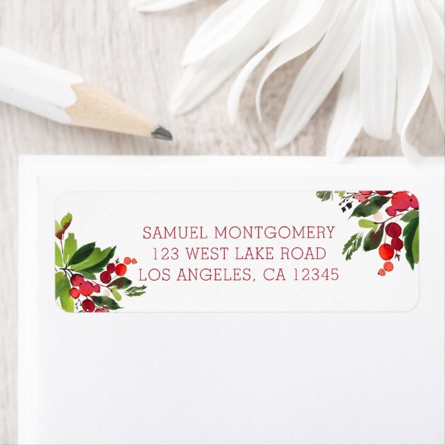 A Botanical Christmas Holiday Return Address Label (Insitu)