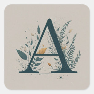 A Botanical Monogram Square Sticker
