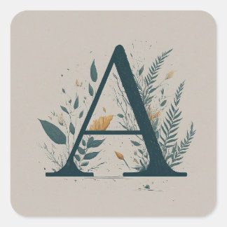 A Botanical Monogram Square Sticker