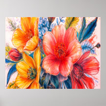 A Bouquet Of Beautiful Blooming Flowers on a Wall