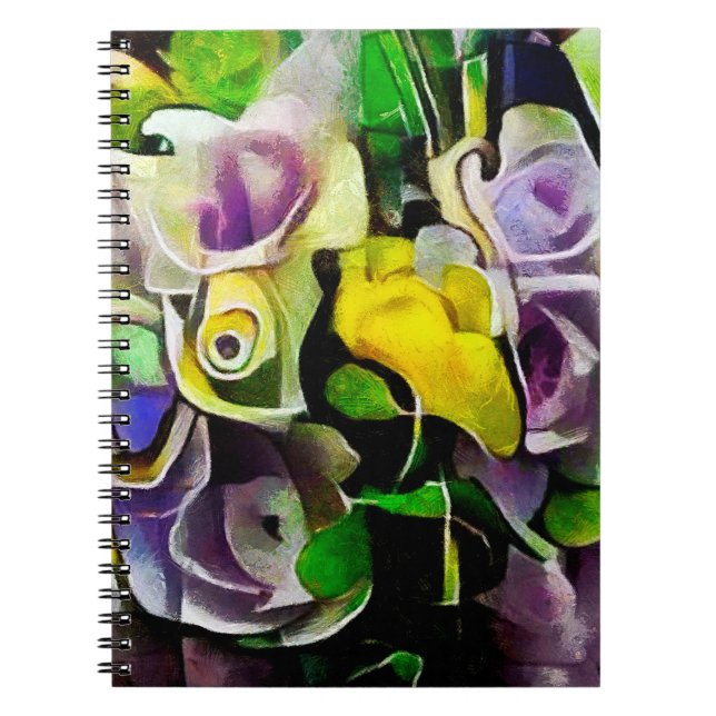 A bouquet of beautiful flowers in a modern style a notebook (Front)