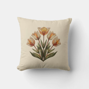A bouquet of Creamy Tulips Throw Pillow