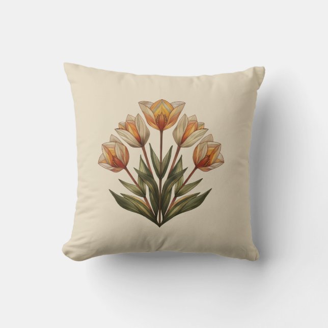 A bouquet of Creamy Tulips Throw Pillow  (Front)
