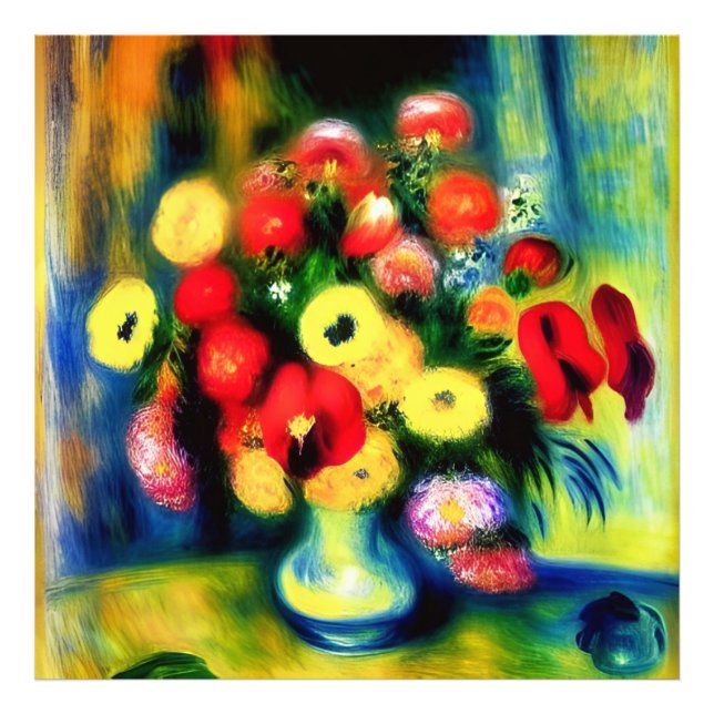 A bouquet of flowers in a vase.      photo print (Front)