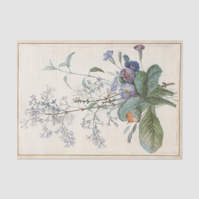 A Bouquet of Flowers With Insects by Redoute Tissue Paper (Front)