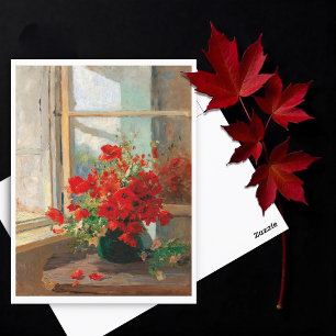 A bouquet of poppies by the window postcard