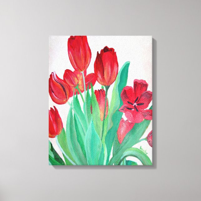 A Bouquet of Red Tulips Canvas Print (Front)