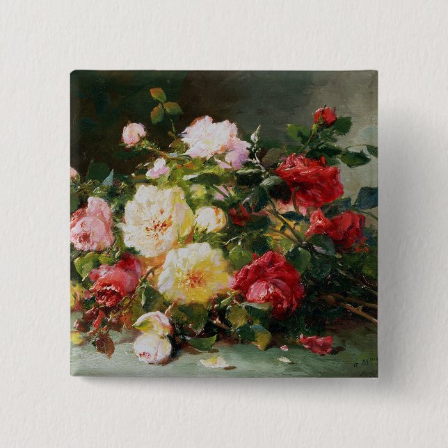 A Bouquet of Roses 2 Inch Square Button (Front)