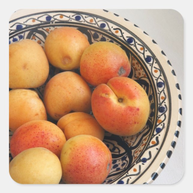 A bowl of Mediterranean Apricots 2 Square Sticker (Front)