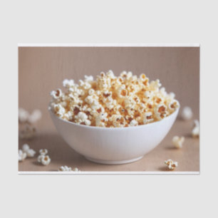 A Bowl of Popcorn with Some Scattered Tissue Paper
