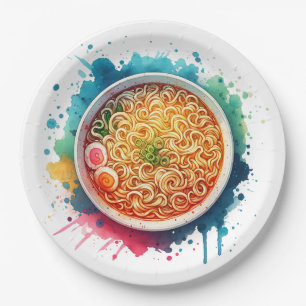 A Bowl of Ramen Noodles Paper Plate