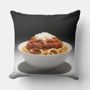 A Bowl of Spaghetti Bolognese with Cheese on Top Throw Pillow