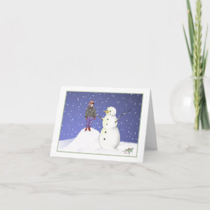 A Boy and a Snowman Card