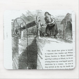 A boy and girl being wound up a mine shaft mouse pad