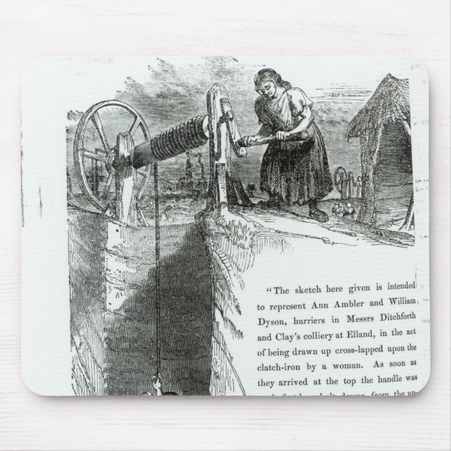 A boy and girl being wound up a mine shaft mouse pad (Front)