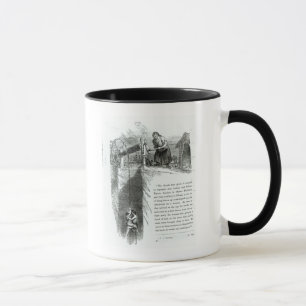 A boy and girl being wound up a mine shaft mug